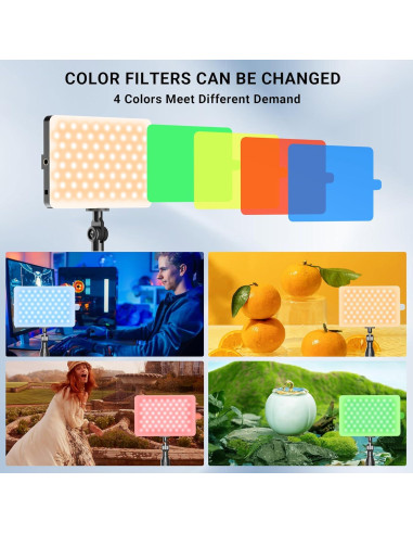 Luz de Video LED Mionondi con Soporte Ajustable y Filtros