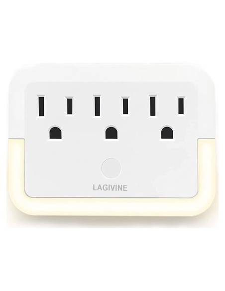 Adaptador de Enchufe con Luz Nocturna HGEU - 3 Salidas, Blanco Adaptador de Enchufe con Luz Nocturna HGEU - 3 Salidas, Blanco