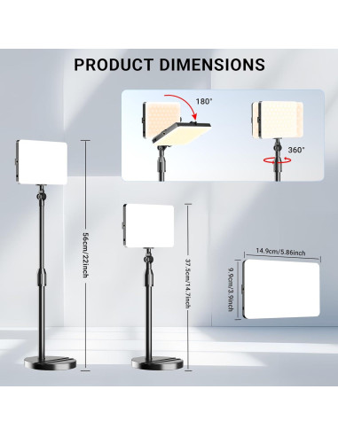 Luz de Video LED Mionondi con Soporte Ajustable y Filtros
