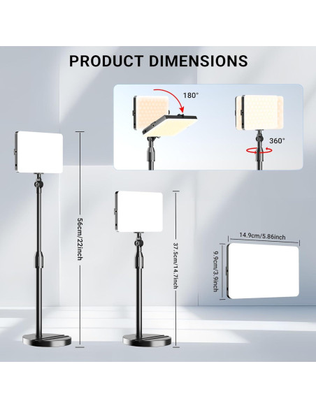 Luz de Video LED Mionondi con Soporte Ajustable y Filtros Luz de Video LED Mionondi con Soporte Ajustable y Filtros