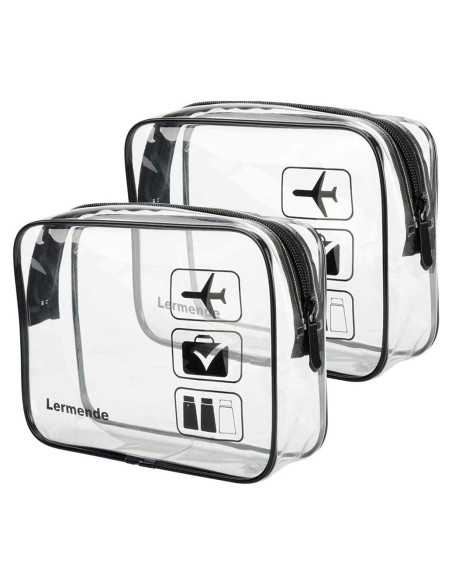 Bolsa de Aseo Transparente Lermende TSA 2 Paquete Negro Bolsa de Aseo Transparente Lermende TSA 2 Paquete Negro