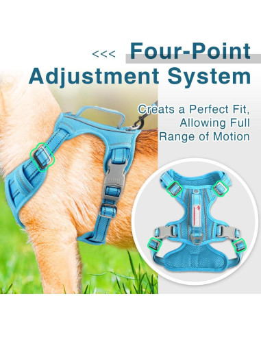 Arnés para Perros BARKBAY Sin Tirones Azul Pequeño 49.5-66cm