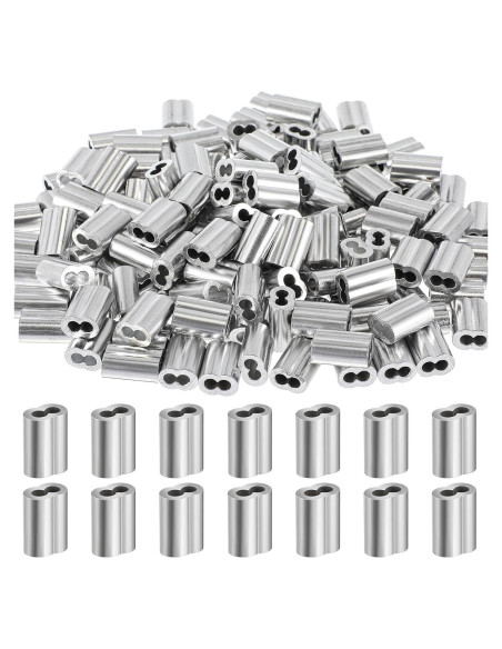 200 Piezas Manguitos de Aluminio Crimpado 1/8" (3.2 mm) Yaocom 200 Piezas Manguitos de Aluminio Crimpado 1/8" (3.2 mm) Yaocom