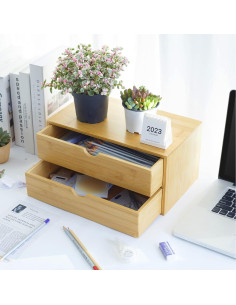 Organizador de Escritorio de Bambú Charmewooden 2 Cajones 2