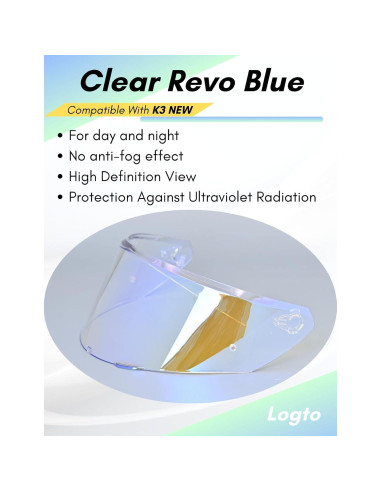 Visor de Casco Logto K3 Nuevo Transparente Revo Azul