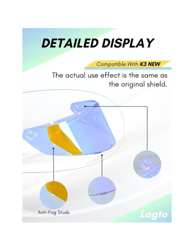 Visor de Casco Logto K3 Nuevo Transparente Revo Azul