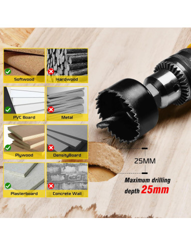 KATA Kit de Sierras de Corona 12 Piezas 19-64mm con Mandriles