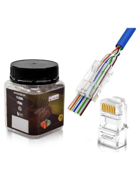 Conectores RJ45 Cat6 Passthrough NewYork Cables - Paquete 50 Conectores RJ45 Cat6 Passthrough NewYork Cables - Paquete 50