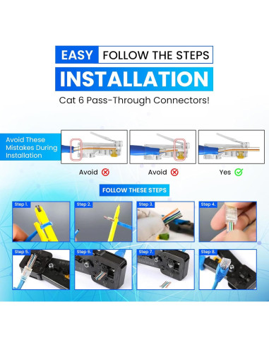 Conectores RJ45 Cat6 Passthrough NewYork Cables - Paquete 50