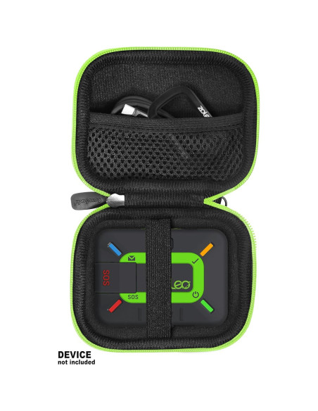 Funda CaseSack para ZOLEO, negra con cremallera verde Funda CaseSack para ZOLEO, negra con cremallera verde