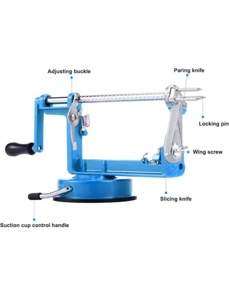 Pelador de Manzanas 3 en 1 TATIDA Acero Inoxidable Azul Pelador de Manzanas 3 en 1 TATIDA Acero Inoxidable Azul