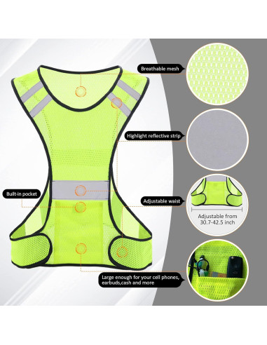 Chaleco Reflectante TCCFCCT Amarillo 2 Piezas para Correr