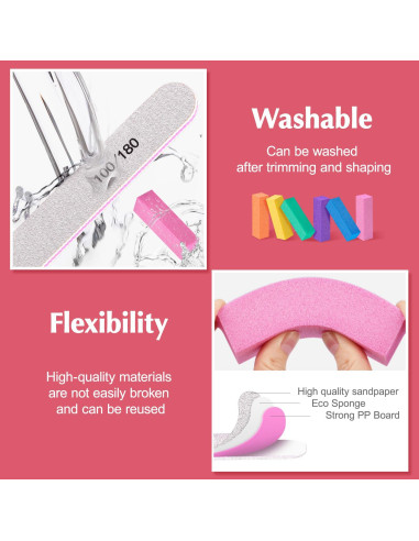 Kit de Cuidado de Uñas MORGLES 6 Archivos 6 Bloques 2 Cepillos