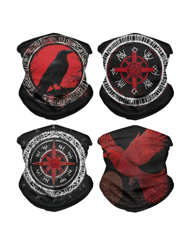 Bandanas Multifuncionales Vikingas 4 Piezas 26x52 cm