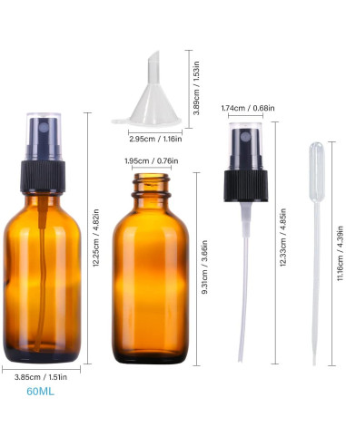 Botellas de Spray de Vidrio Ámbar 60ml LUFEVRM - 2 Paquete