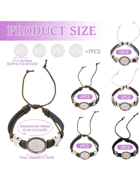 Kit de Pulseras DIY Spritewelry - 5 Pulseras de Cuero Ajustables 18mm Kit de Pulseras DIY Spritewelry - 5 Pulseras de Cuero Ajustables 18mm