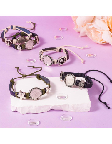Kit de Pulseras DIY Spritewelry - 5 Pulseras de Cuero Ajustables 18mm