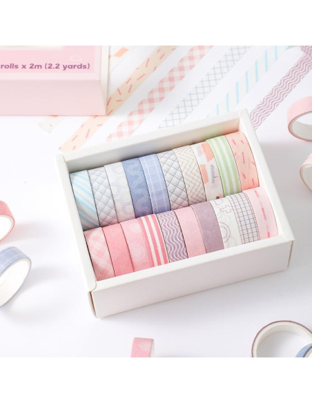 Juego de Washi Tape Colorido 20 Rollos 10mm para Manualidades Juego de Washi Tape Colorido 20 Rollos 10mm para Manualidades