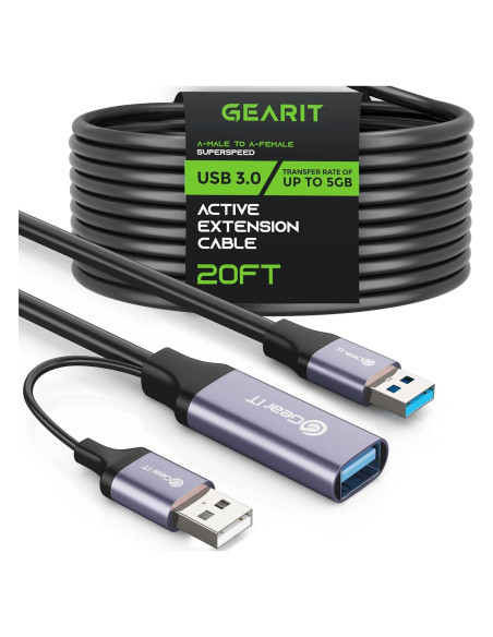 Cable de Extensión Activo USB 3.0 GEARit 6.1m A-Macho a A-Hembra Cable de Extensión Activo USB 3.0 GEARit 6.1m A-Macho a A-Hembra