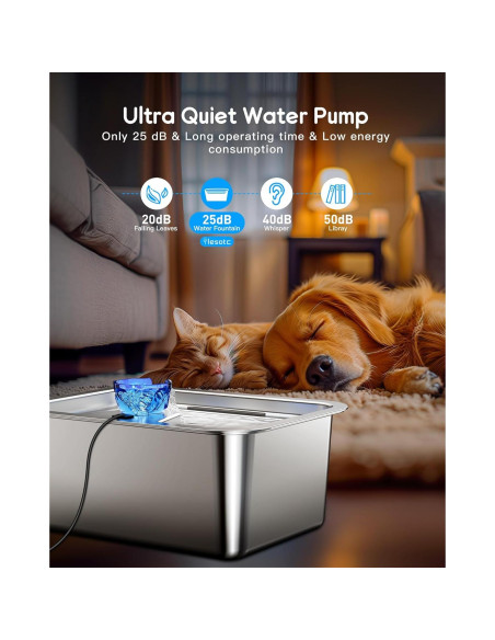 Fuente de Agua para Perros Grandes 11L Acero Inoxidable lesotc Fuente de Agua para Perros Grandes 11L Acero Inoxidable lesotc