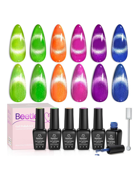 Kit de Esmalte de Uñas Gel Cat Eye Beetles - 6 Colores Neón Kit de Esmalte de Uñas Gel Cat Eye Beetles - 6 Colores Neón