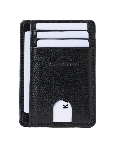 Portatarjetas de cuero premium KARAKORAM RFID - Negro