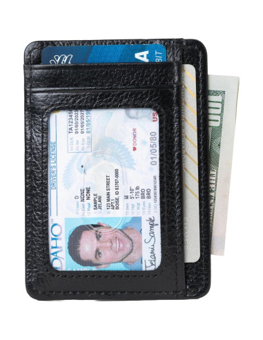 Portatarjetas de cuero premium KARAKORAM RFID - Negro