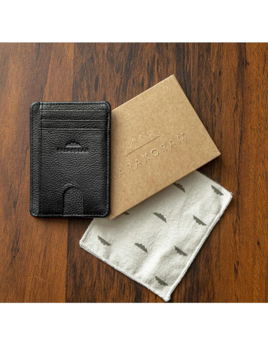 Portatarjetas de cuero premium KARAKORAM RFID - Negro