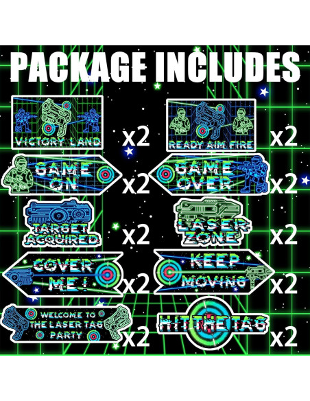 Carteles Direccionales de Fiesta Laser Tag 20 Piezas SamPartyShop Carteles Direccionales de Fiesta Laser Tag 20 Piezas SamPartyShop