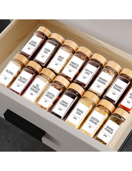 Juego de 24 Tarros de Especias de Vidrio SWOMMOLY 4 oz con Etiquetas Juego de 24 Tarros de Especias de Vidrio SWOMMOLY 4 oz con Etiquetas