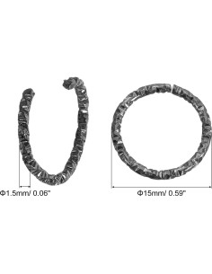 Anillas Abiertas uxcell 15mm Metal Negro 50Pcs para Joyería DIY 2