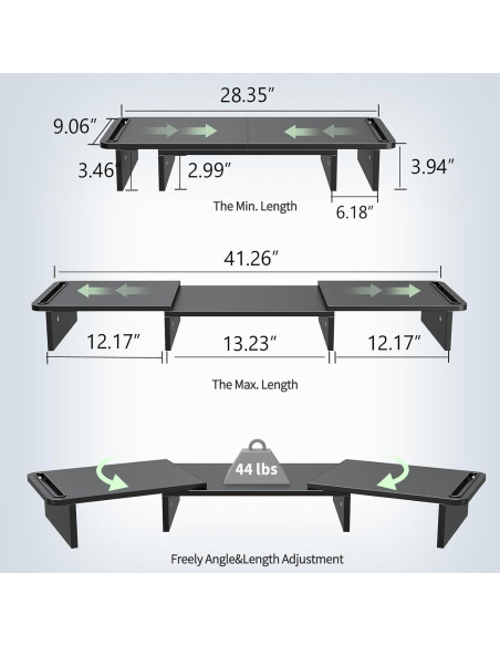 Soporte Doble Monitor Zimilar Ajustable de Madera 3.46kg Soporte Doble Monitor Zimilar Ajustable de Madera 3.46kg