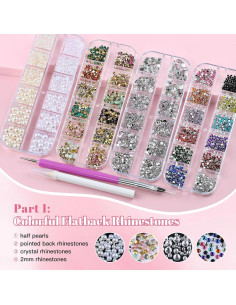 Kit de Arte de Uñas Kikonoke - 10 Cajas con 12 Colores de Gemas 2