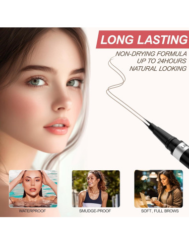 Lápiz de Cejas 2-en-1 LAVONE Marrón Ceniza Ultra-Preciso