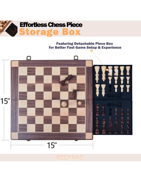 Juego de Ajedrez Magnético de Madera 40x20cm KEEPRAE Plegable Juego de Ajedrez Magnético de Madera 40x20cm KEEPRAE Plegable