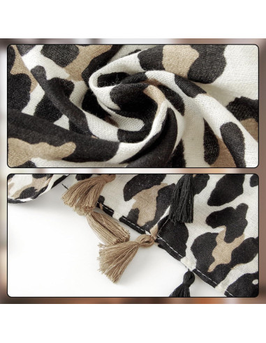 Bufanda Boho para Mujeres con Pulsera y Pendientes - Estilo A Beige