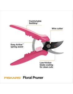 Tijeras de Podar Fiskars 1074380 - Bypass 1.27 cm Rosa Pétalo 2
