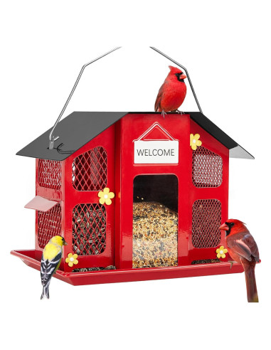 Comedero para Aves Kingsyard de Metal Rojo Impermeable 1.8kg