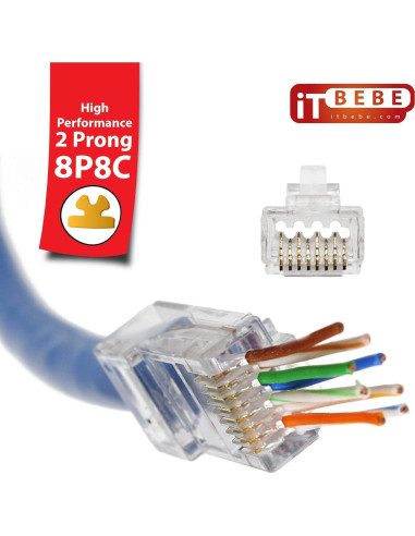 Conectores RJ45 Cat6a ITBEBE - 50 Piezas Baño de Oro 23 AWG