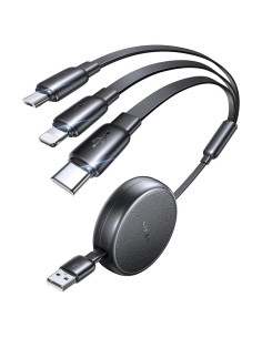 Cable de Carga Múltiple Retráctil LISEN 3 en 1 USB-C/iP/Micro