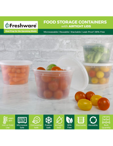 Contenedores de Almacenamiento Freshware 240 Pack 16 oz Apilables