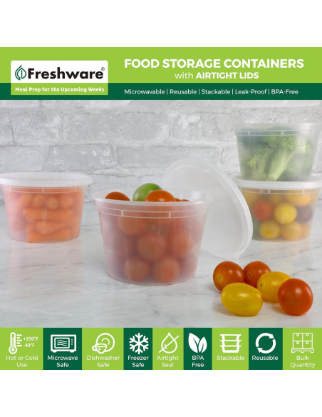 Contenedores de Almacenamiento Freshware 240 Pack 16 oz Apilables Contenedores de Almacenamiento Freshware 240 Pack 16 oz Apilables
