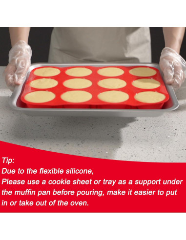 Molde de Silicona para Muffins Redfly 12 Tazas Regular Libre BPA