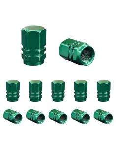 12 Tapones de Válvula de Neumático Ohleats Aluminio Verde