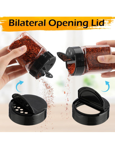 Paquete de 30 tarros de especias plásticos 180 ml con tapa flip
