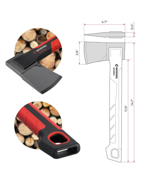 Hacha Ligera INTERTOOL 35,56 cm para Camping y Jardinería Hacha Ligera INTERTOOL 35,56 cm para Camping y Jardinería