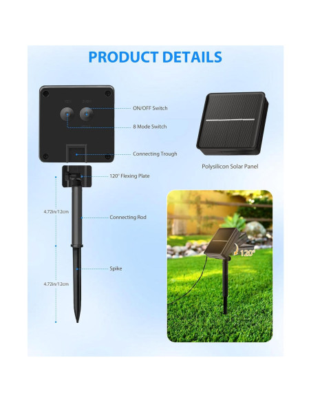 Luces de Cadena Solares Brightown 14m 120 LED IP65 2 Paquete Luces de Cadena Solares Brightown 14m 120 LED IP65 2 Paquete