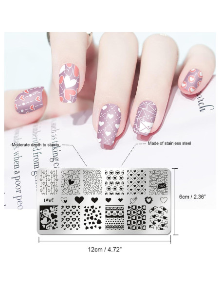 Placas de Estampado de Uñas San Valentín 6 Piezas FaCai Placas de Estampado de Uñas San Valentín 6 Piezas FaCai