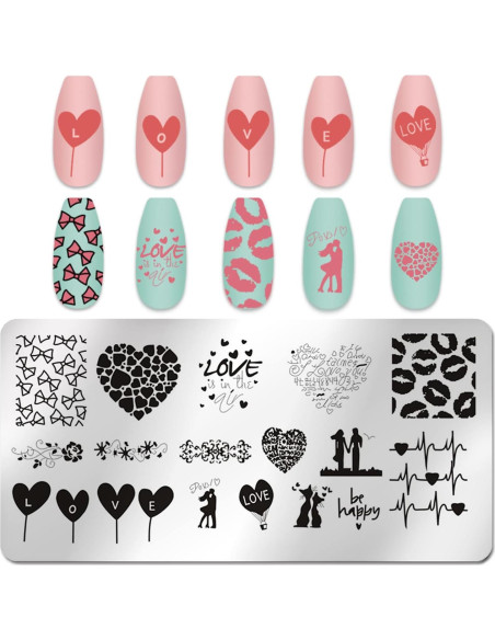 Placas de Estampado de Uñas San Valentín 6 Piezas FaCai Placas de Estampado de Uñas San Valentín 6 Piezas FaCai