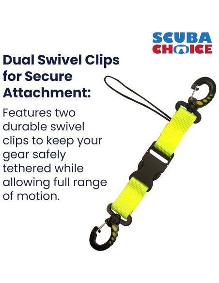 Lanyard de Buceo Scuba Choice Amarillo con Clips Dobles Lanyard de Buceo Scuba Choice Amarillo con Clips Dobles